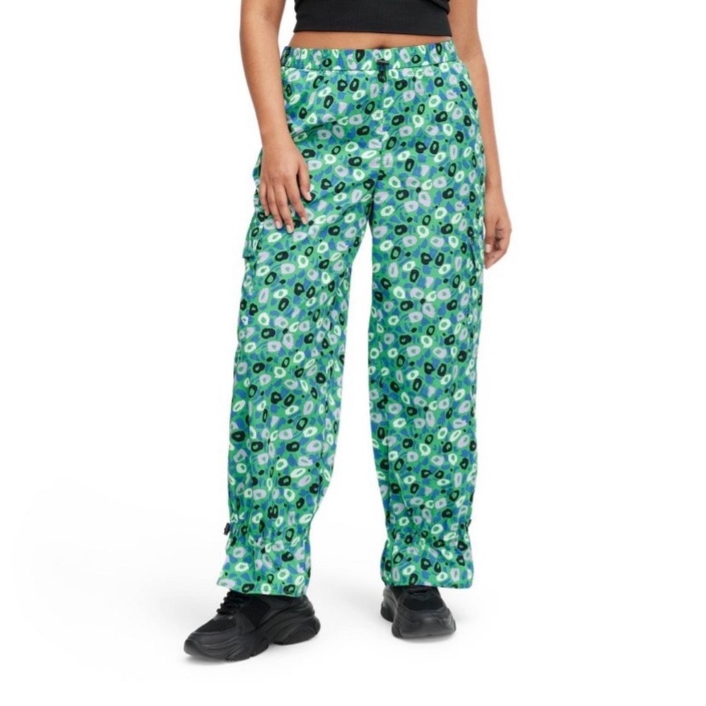 Diane von Furstenberg For Target Green Leopard Print Cargo Pants Nylon XXS